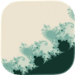 The almondbread app icon: seahorse valley in flat bands of green