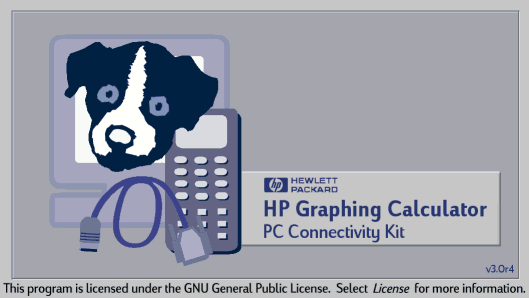HPComm splash screen with the dog Spot