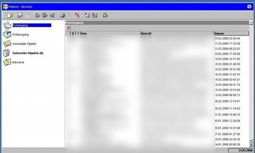Popper webmail inbox with the folder list on the left