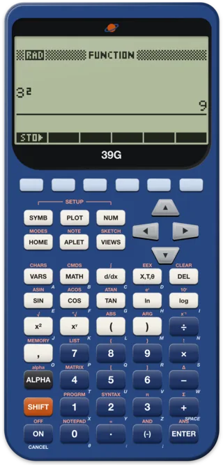 HP 39G showing 3 squared