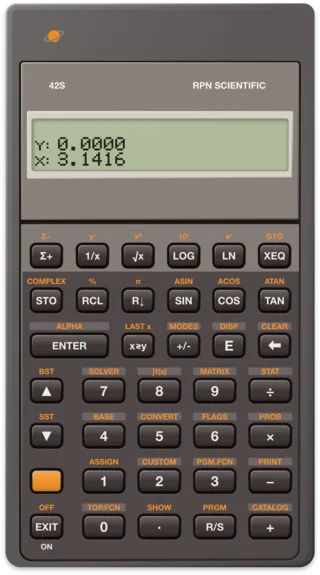 HP 42S showing 3.1416